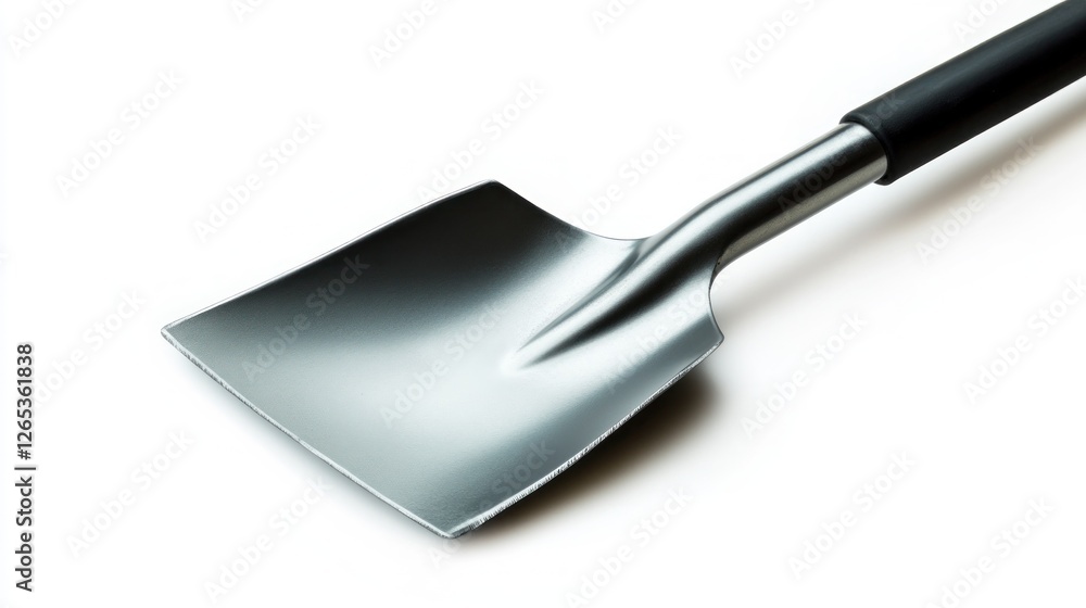 Metal shovel on white background; gardening tool Metal shovel on white background; gardening tool
