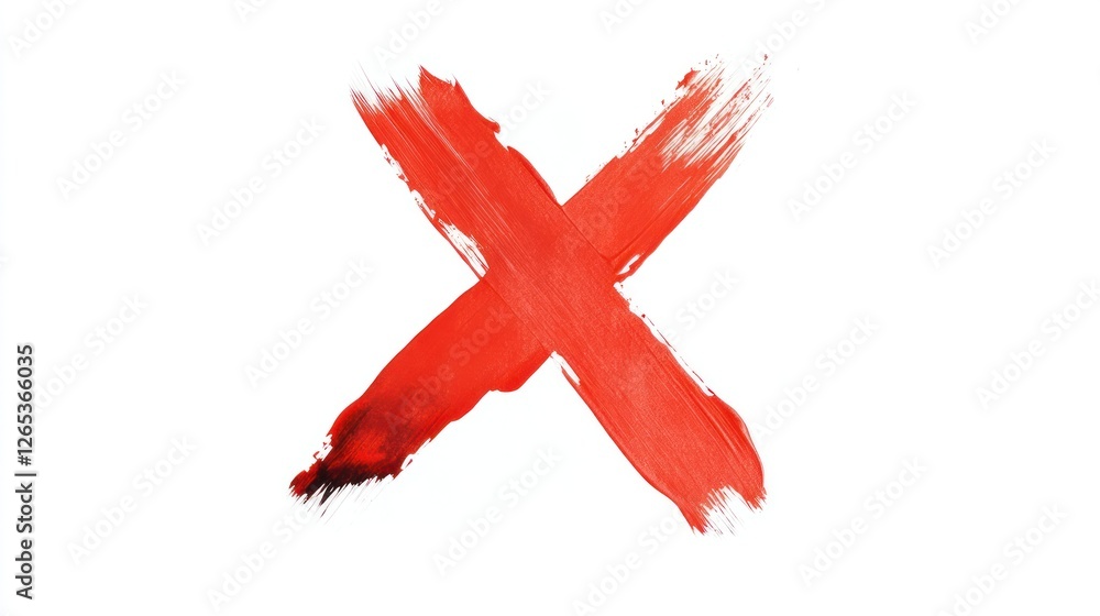 Red X brush stroke on white