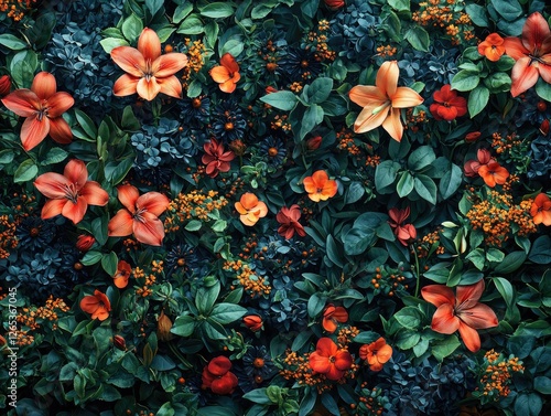 Vibrant floral arrangement, close-up, decorative display, for a backdrop, wallpaper, or greeting card