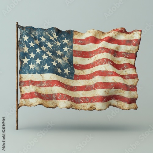 Vintage Weathered American Flag Textured Background for Artistic Projects