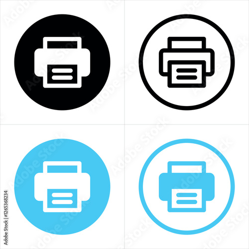 Printer icon - Document desktop print icon symbol - fax icon button. Printers icons. Color set, vector illustration