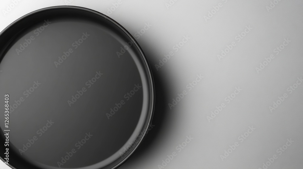 Empty black skillet on white background; cooking prep