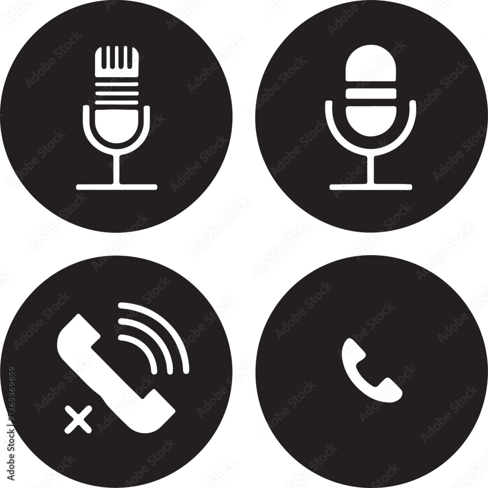 microphone vector icons set and set of retro microphone microphone vector icons set and set of retro microphone