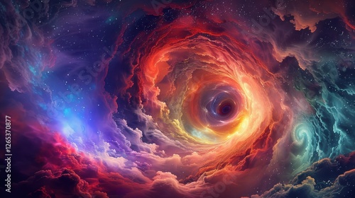 Abstract Cosmic Nebula Galaxy with Swirling Clouds and Vibrant Colors