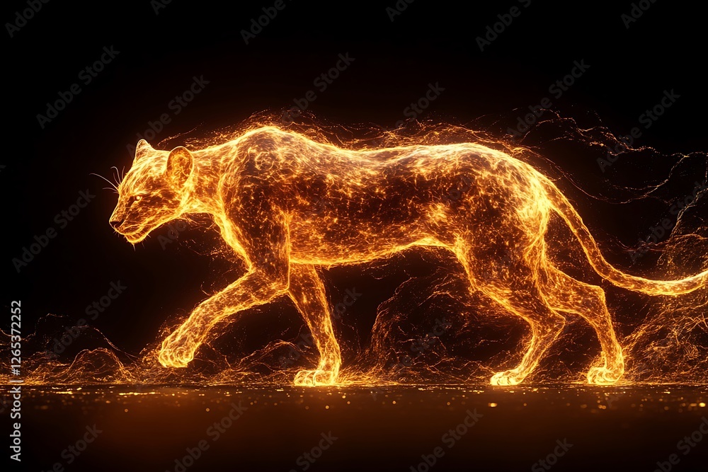 Fiery Cheetah Abstract Illustration Background Fiery Cheetah Abstract Illustration Background