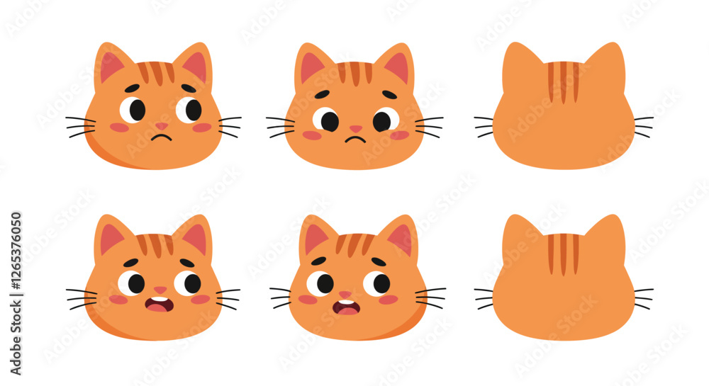 Cat expressions in playful style showcasing emotions through flat vector art Cat expressions in playful style showcasing emotions through flat vector art