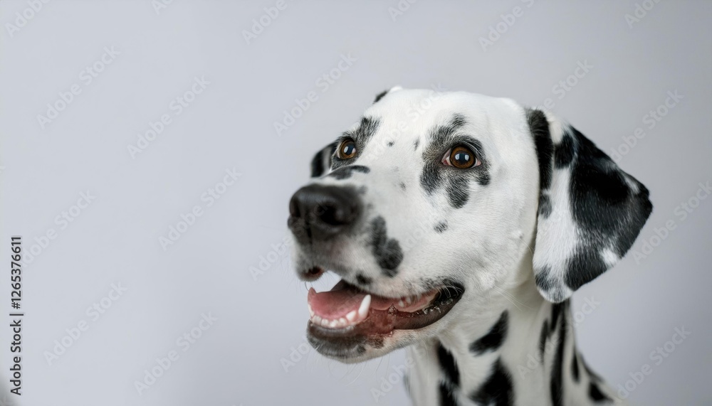 Playful Dalmatian Smiling in a Close-Up Portrait Playful Dalmatian Smiling in a Close-Up Portrait
