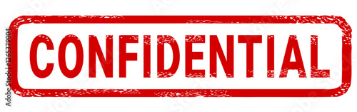 Dirty red stamp mark "CONFIDENTIAL" surrounded by a rounded frame (cut out)