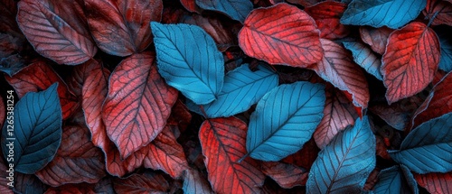 Wallpaper Mural A close up of red and blue leaves Torontodigital.ca