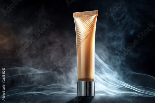 One elegant tube of cosmetics on a dark background with dramatic lighting photo