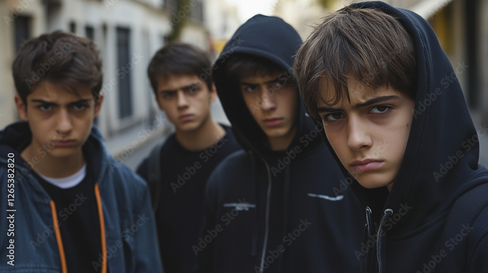 Troublesome teens on the street. Troublesome teens on the street.