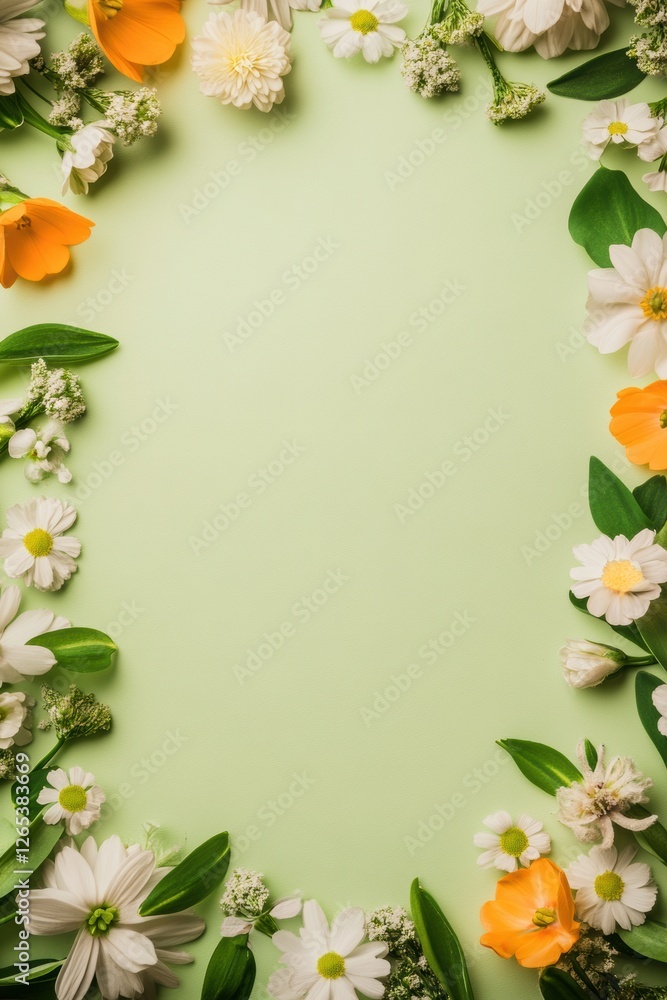 Beautiful background template made of Spring flowers. Beautiful background template made of Spring flowers.