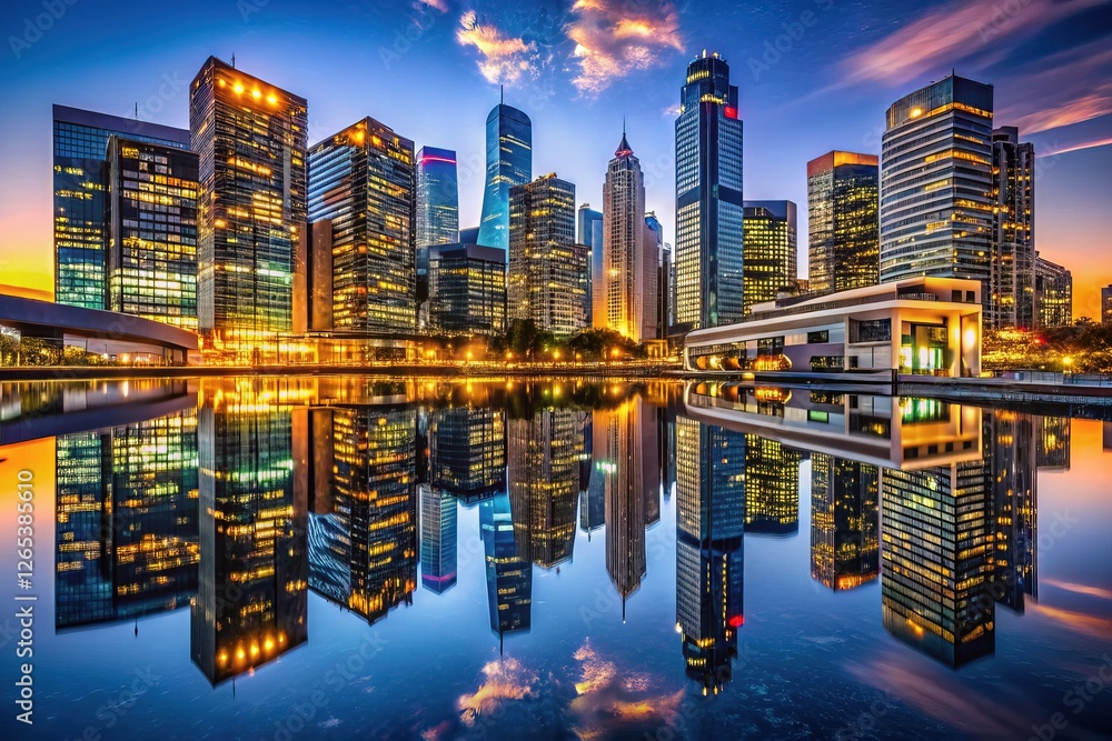 Obraz premium Urban design captured: Stunning night and day architectural images, highlighting contrast and symmetry.