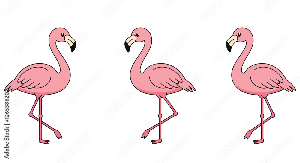 Naklejka premium Pink flamingo in motion with flat design style vector illustration