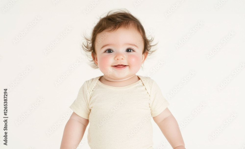 Naklejka premium Adorable Baby with White Background. Generative AI