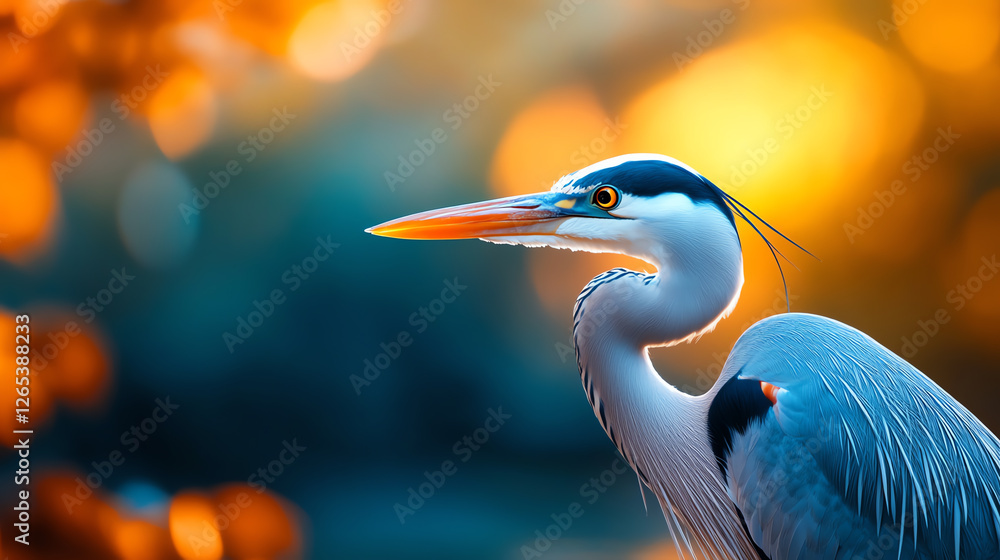 A stunning close-up of a majestic heron showcasing its vibrant feathers against a beautifully blurred autumn background, capturing the essence of nature's tranquility and elegance. A stunning close-up of a majestic heron showcasing its vibrant feathers against a beautifully blurred autumn background, capturing the essence of nature's tranquility and elegance.