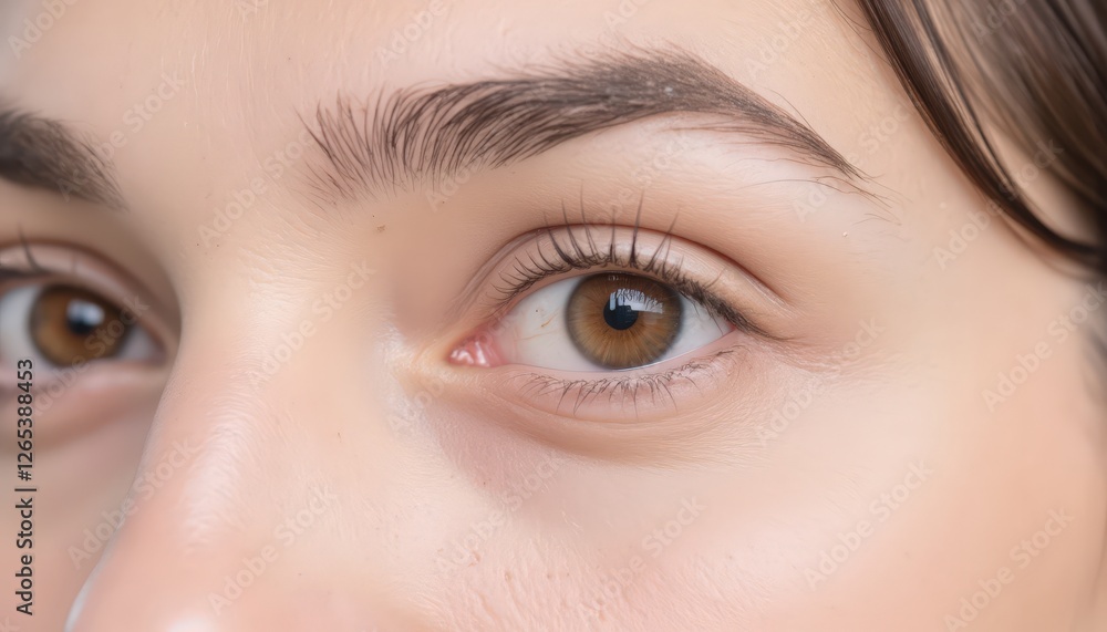 Fototapeta premium Close-up Portrait of Beautiful Brown Eyes with Natural Makeup