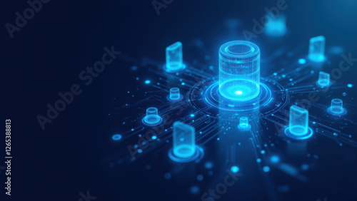 Wallpaper Mural Cybersecurity technology with interconnected nodes on a dark background. Torontodigital.ca