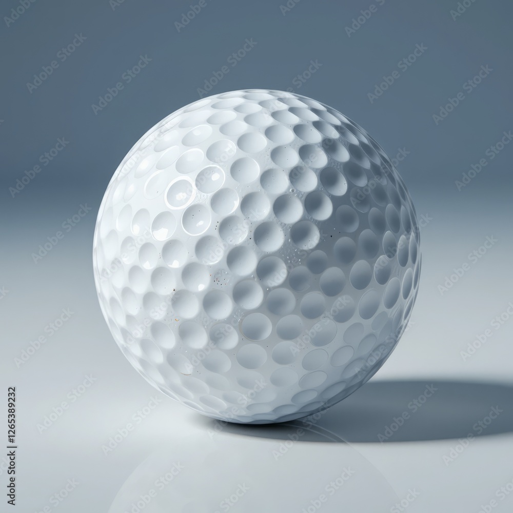 Single White Golf Ball on a White Background, Essential Sports Equipment Single White Golf Ball on a White Background, Essential Sports Equipment