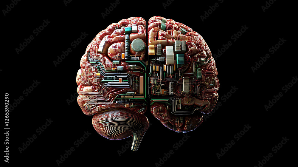 Fototapeta premium A digital brain representation visualizing AI's thought process (2)
