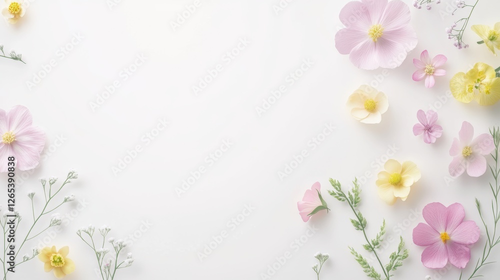Beautiful background template made of Spring flowers. Beautiful background template made of Spring flowers.