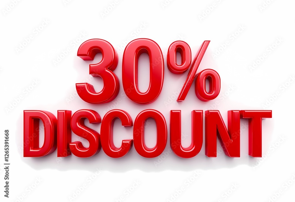 Big Red Letters Announce 30 Percent Discount on Special Items During Sale Event. Generative AI Big Red Letters Announce 30 Percent Discount on Special Items During Sale Event. Generative AI