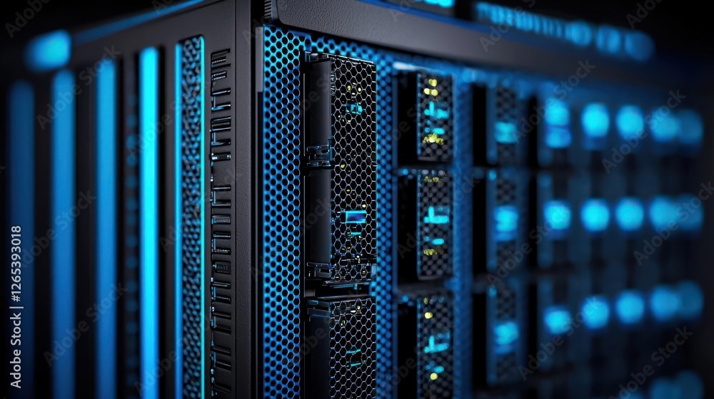Close Up Of Blue Server Rack Close Up Of Blue Server Rack