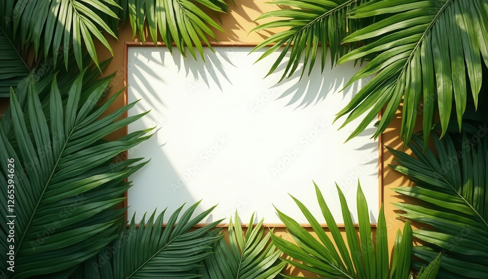 Palm Leaf Frame with White Space for Text or Image Design Palm Leaf Frame with White Space for Text or Image Design