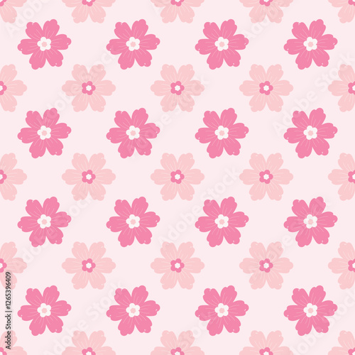 Cute kawaii pink floral seamless pattern background