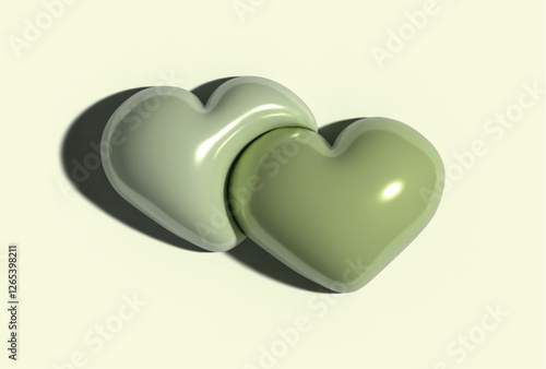 3d plastic effect inflatable heart on a green background