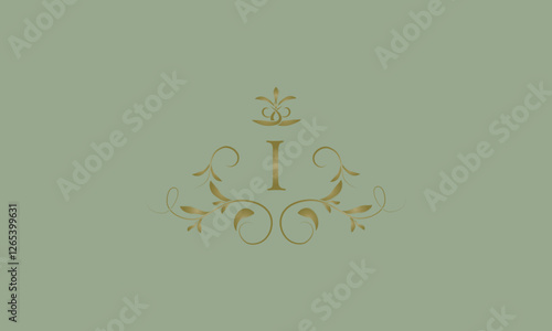 Elegant emblem logo with exquisite letter I. Business monogram emblem icon, symbol. Vector illustration.