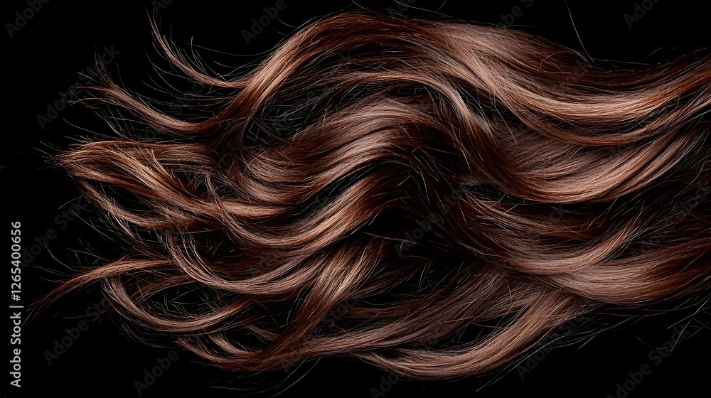 Naklejka premium Flowing Brown Hair On Dark Background