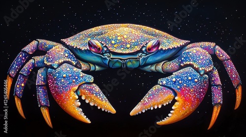 Yeti Crab with rainbow sparkling dots.