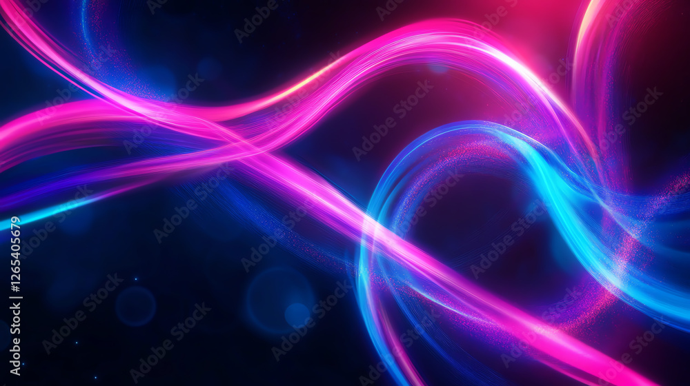 An abstract composition featuring vibrant blue and pink light streams flowing gracefully across a dark background, creating a sense of movement and energy. An abstract composition featuring vibrant blue and pink light streams flowing gracefully across a dark background, creating a sense of movement and energy.