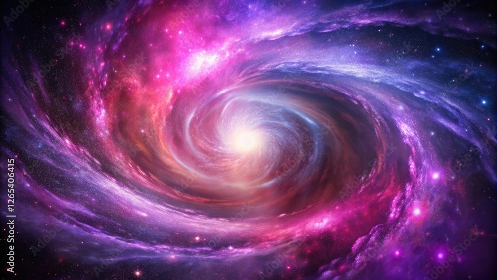 Fototapeta premium Swirling vortex of purple and pink gas and dust in a distant galaxy, pink, galaxy