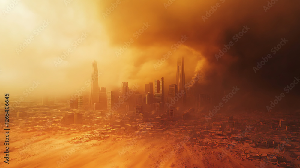 An apocalyptic dust storm engulfing a futuristic city skyline (1) An apocalyptic dust storm engulfing a futuristic city skyline (1)