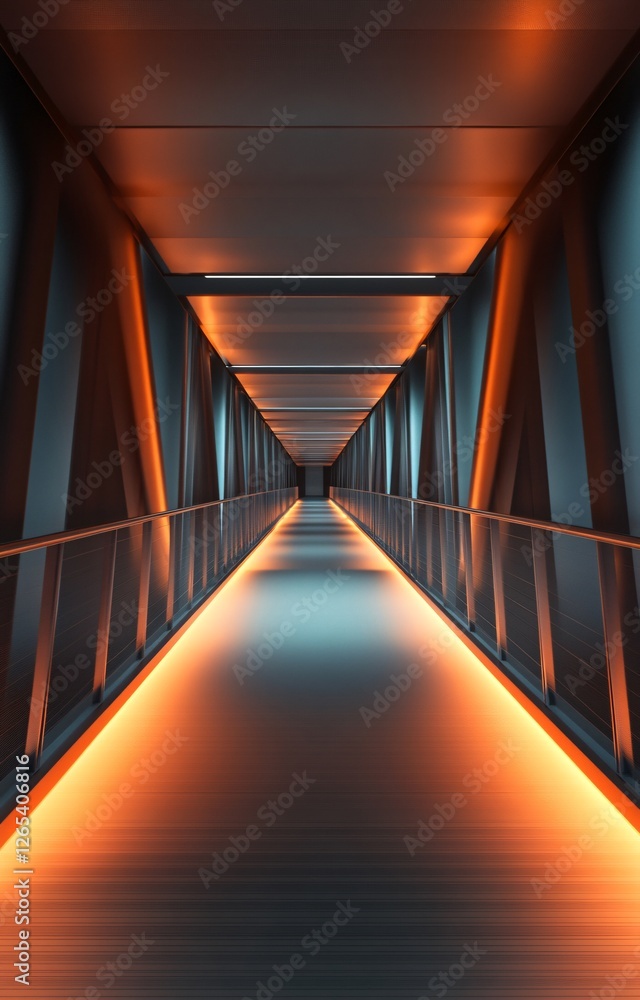Obraz premium Illuminated Footbridge with Modern Design and Ultra-Detailed Elements