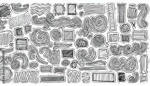 Hand drawn set of paper sticker, photo frame, picture border. Doodle sketch style. Frame of scribble, squiggly. perfect any project.