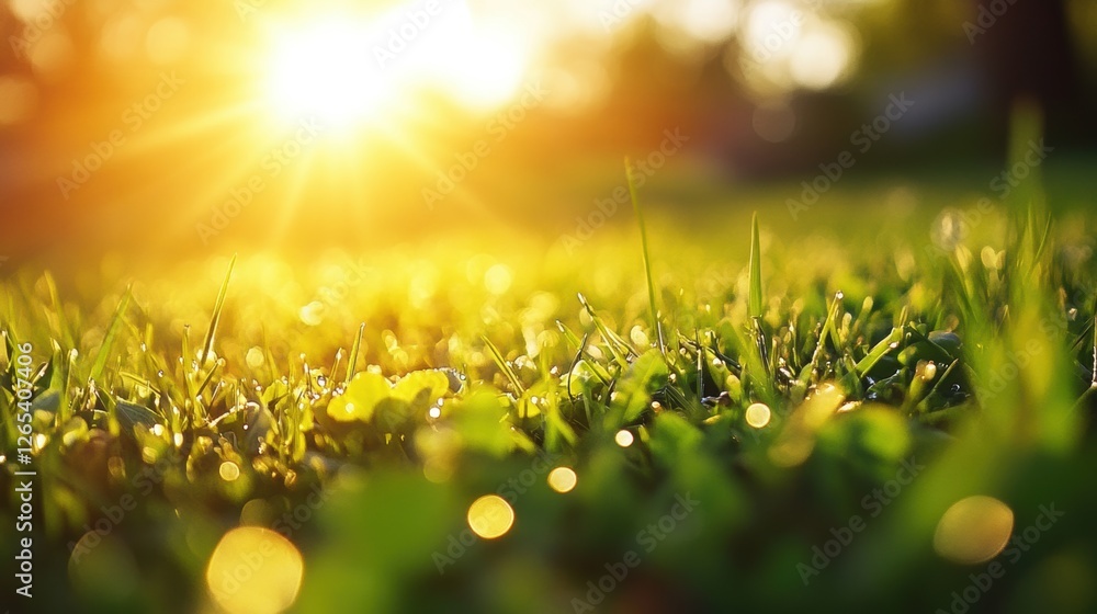 Obraz premium Green fresh grass lawn in Spring.