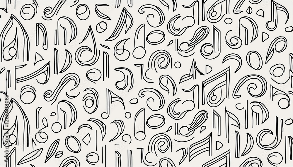 Obraz premium Hand drawn seamless pattern of musical notes. Flat sketch style. Isolated perfect any project for for musical instrument store, music festival background, textile, wallpaper, fabric.