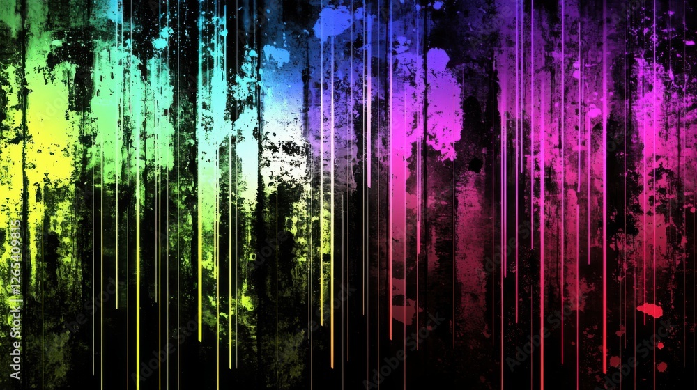 Obraz premium An artistic illustration showcasing a vibrant abstract background with streaks of colorful paint splashing down over a dark canvas.