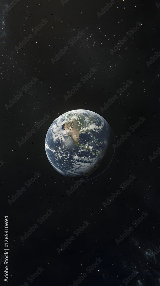 Fototapeta premium The Earth seen from the moon, a starry sky 