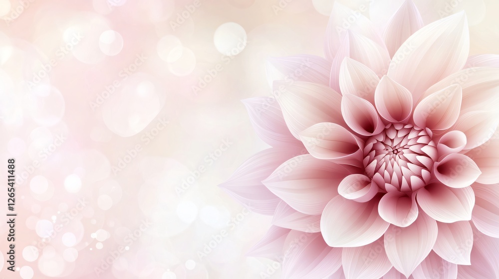 Fototapeta premium Subtle Elegant Background with Soft Pastel Shades Highlighting a Full Bloom Dahlia Flower