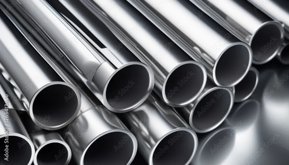 Silver pipes. Close up Silver pipes. Close up
