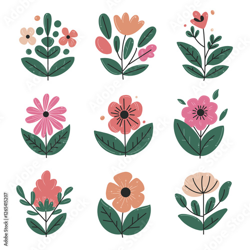 set of flower stickers