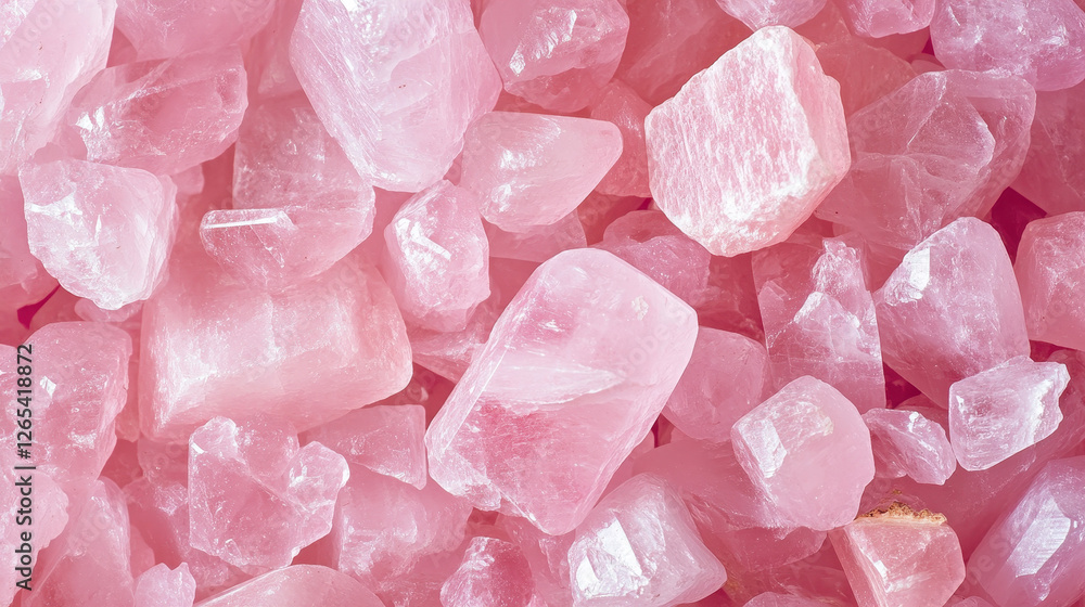 A captivating close-up view of a pile of rose quartz crystals showcasing their delicate pink hues and intricate crystalline structures in stunning detail for meditation and peaceful mind A captivating close-up view of a pile of rose quartz crystals showcasing their delicate pink hues and intricate crystalline structures in stunning detail for meditation and peaceful mind