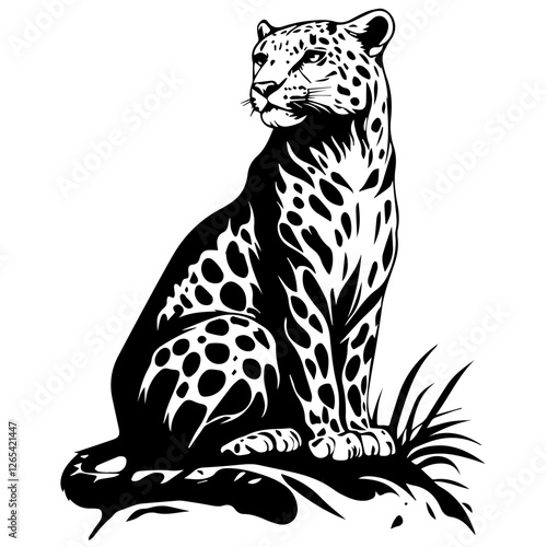 Powerful Leopard Silhouette: Ideal for Animal Conservation Projects