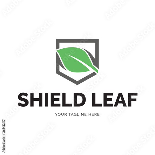 Eco shiled logo template illustration. Shield Leaf Logo Template