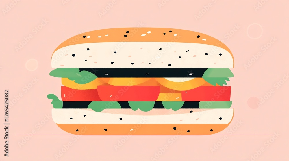 Delicious Veggie Sandwich Soft Light Illustration. AI Generated Delicious Veggie Sandwich Soft Light Illustration. AI Generated