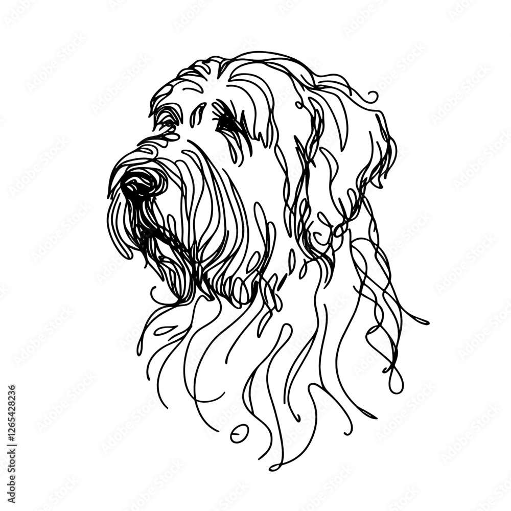 Obraz premium Old English Sheepdog breed Dog Continuous one line drawing, inimalist vector illustration design on white background. Simple line modern graphic style. Hand drawn graphic concept